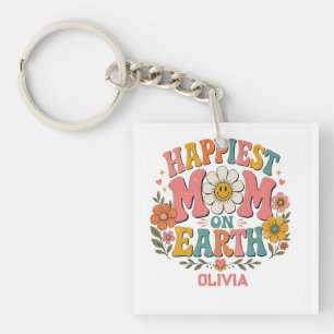 custom happiest mom on earth mother day gift retro key ring
