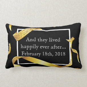 Custom Happily Ever After Wedding Gift Keepsake Lumbar Cushion