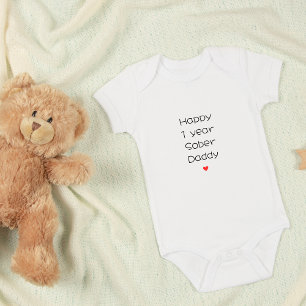 Custom Happy 1 Year Sober Daddy Support, Minimal  Baby Bodysuit