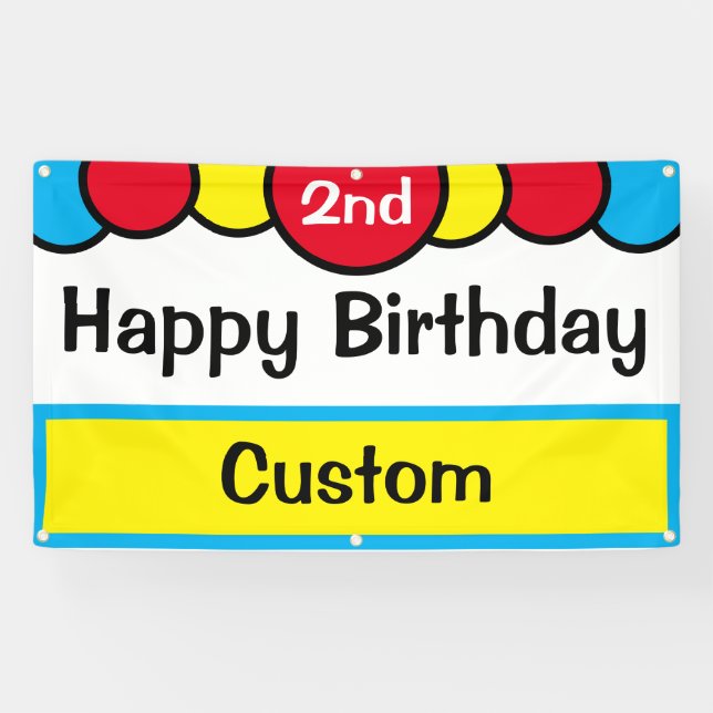 Custom Happy 2nd Birthday Banner (Horizontal)