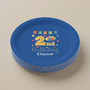 Custom Happy 2nd Birthday Party Paper Plate