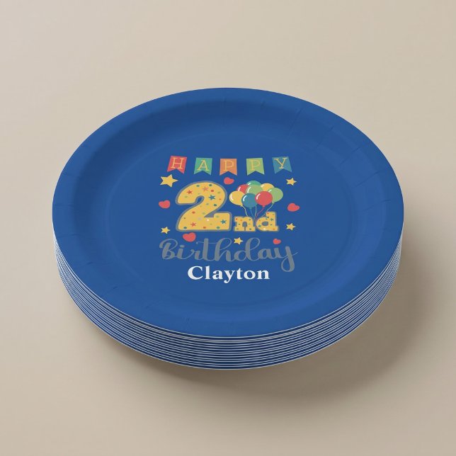 Custom Happy 2nd Birthday Party Paper Plate (Creator Uploaded)