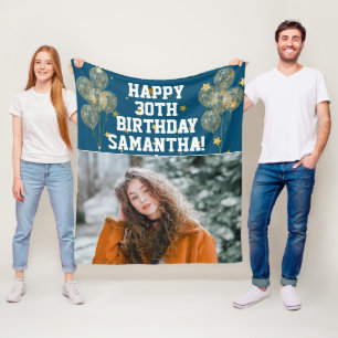 Custom Happy 30th Birthday Fleece Blanket
