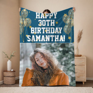 Custom Happy 30th Birthday Fleece Blanket