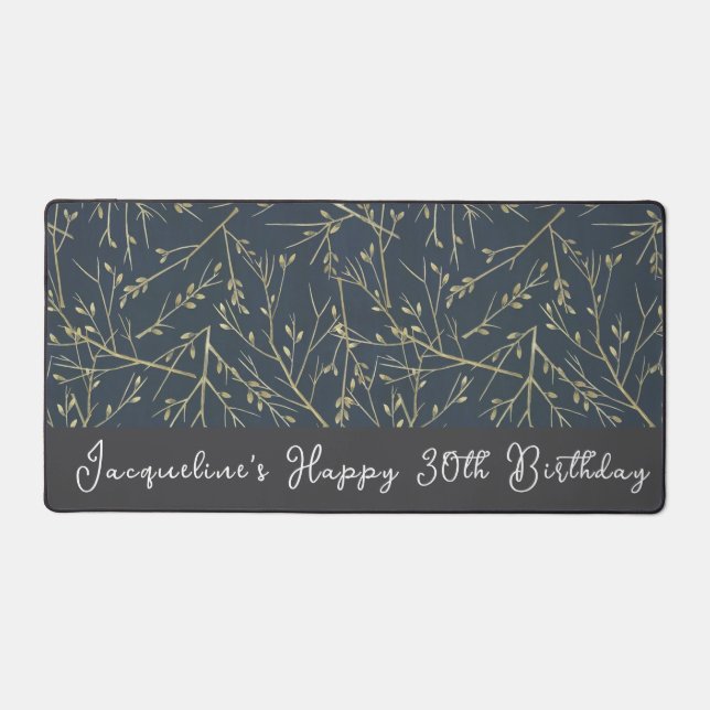 Custom Happy 30th Birthday Leaves Desk Mat (Front)