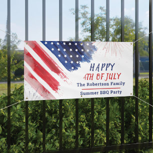 Custom Happy 4th of July Parade Red White Blue Banner