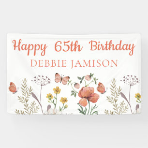 Custom Happy 65th Birthday Wildflowers Banner