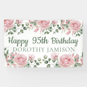 Custom Happy 95th Birthday Floral Banner