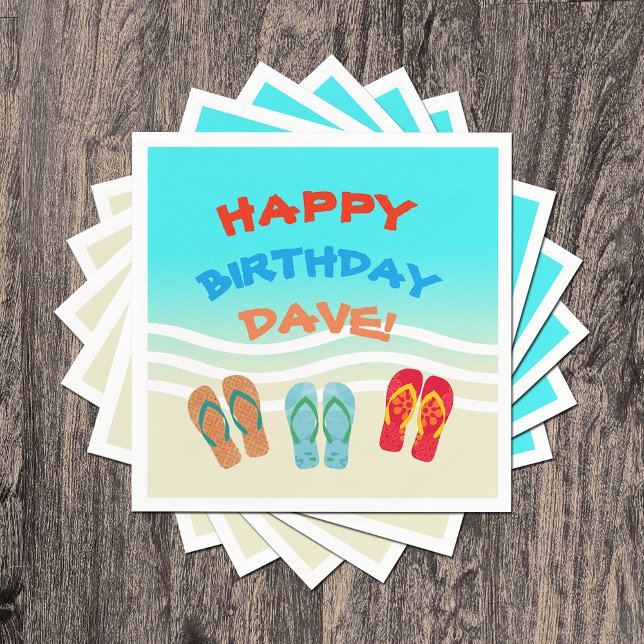Custom Happy Birthday Beach Party Napkin (Creator Uploaded)