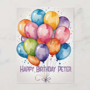 Custom Happy Birthday bunch balloons party invite Postcard