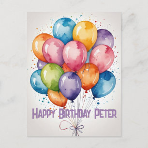 Custom Happy Birthday bunch balloons party invite Postcard