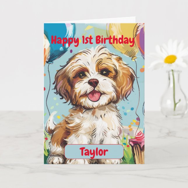Custom Happy Birthday Congratulations, Havanese,   Card (Small Plant)