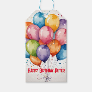 custom Happy Birthday Gift Tag – Rainbow Balloon
