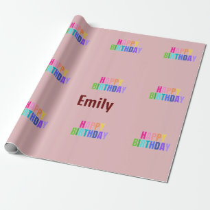 Custom Happy Birthday Grandma Photo Collage Pink Wrapping Paper