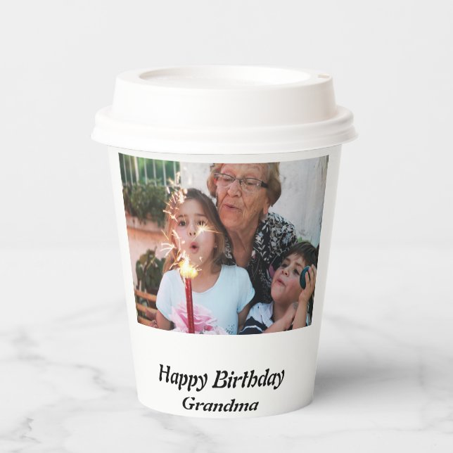 Custom Happy Birthday Grandma Photo Paper Cups (Front)