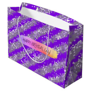 Custom Happy Birthday Personalised Feminine Girly Large Gift Bag