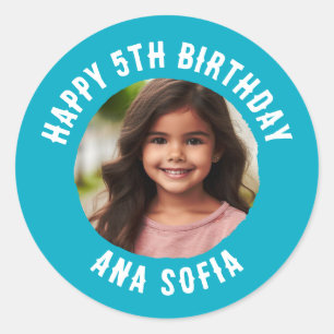 Custom Happy Birthday Personalised Name Any Age Classic Round Sticker