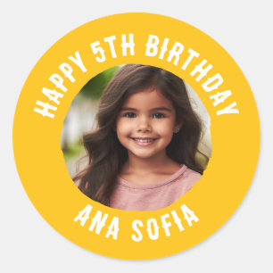 Custom Happy Birthday Personalised Name Any Age Classic Round Sticker