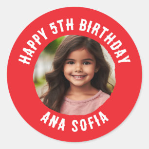 Custom Happy Birthday Personalised Name Any Age Classic Round Sticker