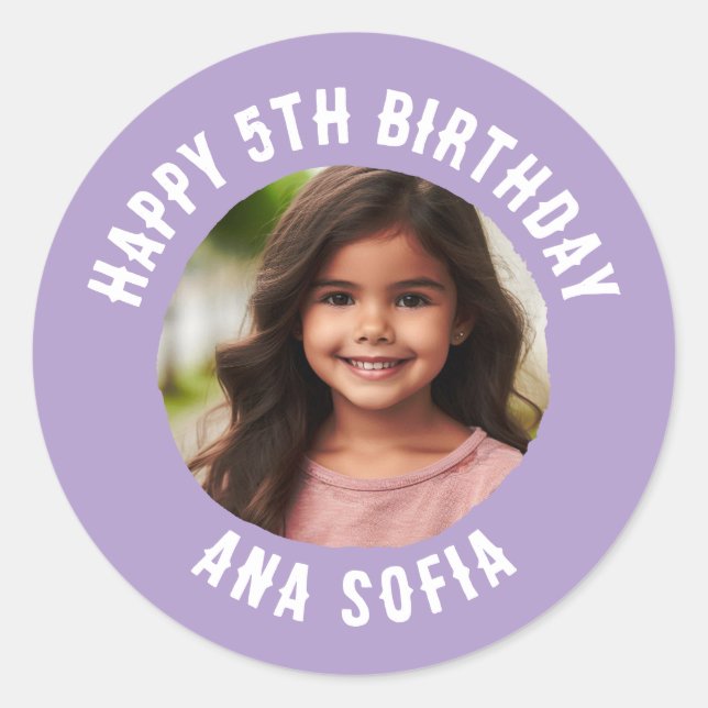 Custom Happy Birthday Personalised Name Any Age Classic Round Sticker (Front)