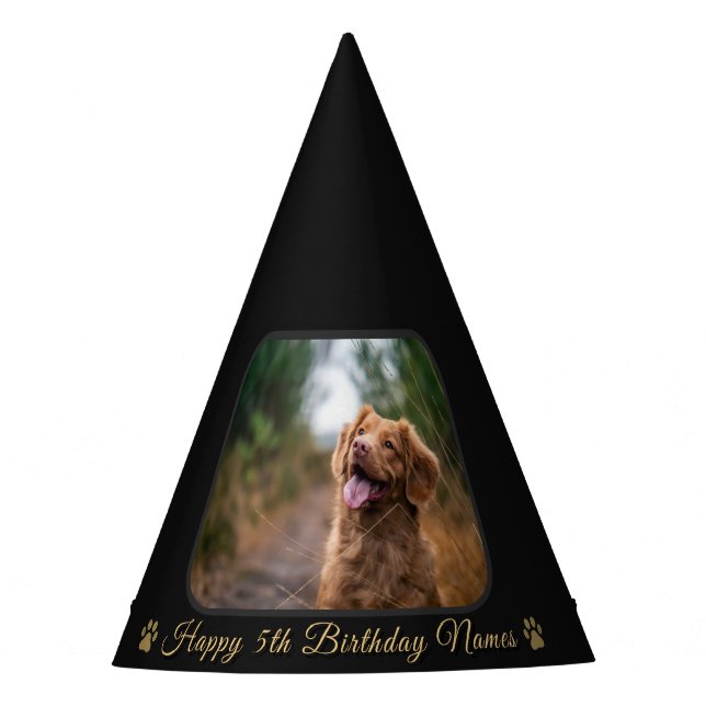 Custom Happy Birthday Pet Dog Photo Picture Name Party Hat (Front)