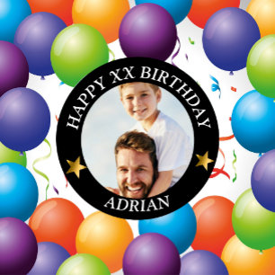 Custom Happy Birthday Photo and Age Name 6 Cm Round Badge