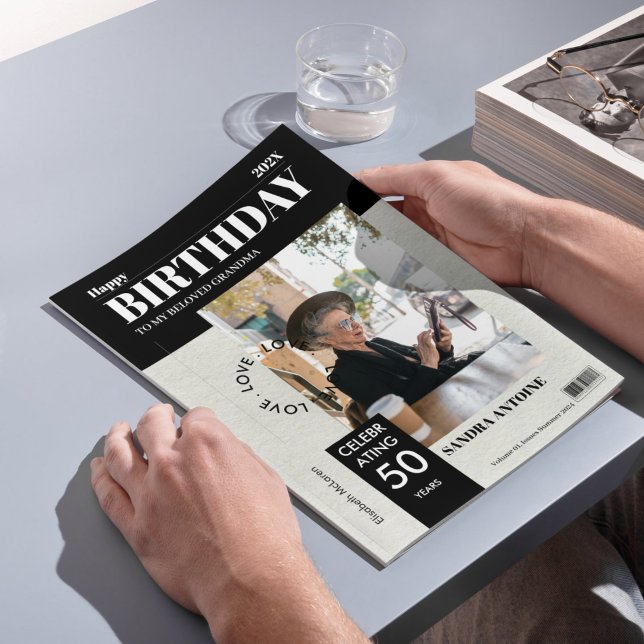 Custom Happy Birthday Photo Magazine Cover Card (Custom Happy Birthday Photo Magazine Cover Card)