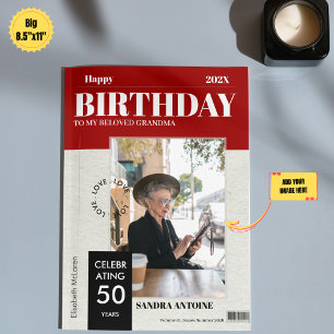 Custom Happy Birthday Photo Magazine Cover Card 