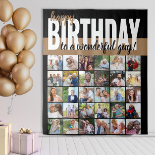 Custom Happy Birthday to .. 30 Photo Collage Tapestry