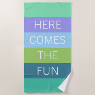 Custom Happy Bright Sunny Summer Stripes Pattern Beach Towel