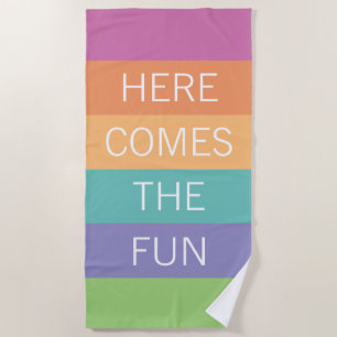 Custom Happy Bright Sunny Summer Stripes Pattern Beach Towel