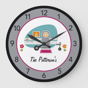 Custom Happy Camper Large Clock