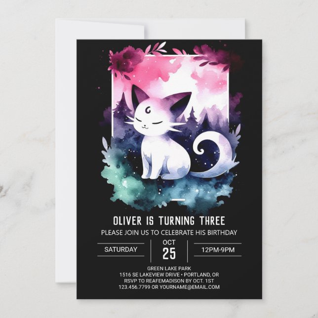 Custom Happy Cat Birthday Invitation (Front)