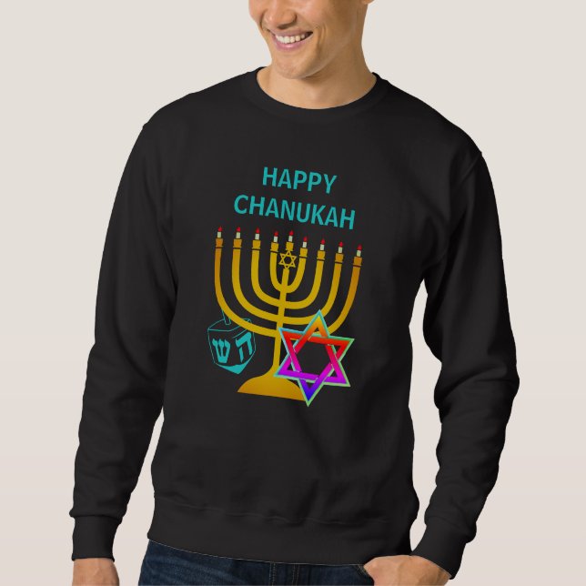 Custom HAPPY CHANUKAH Hanukkah Sweatshirt (Front)
