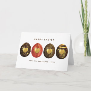 Custom Happy Easter Card - EGGS Brown Gold Ornate