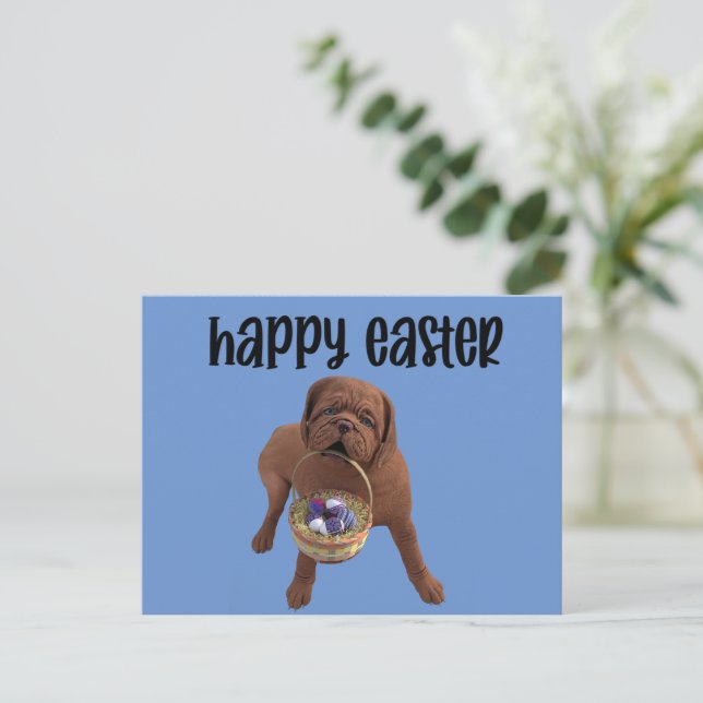 Custom Happy Easter Dog Postcard (Standing Front)
