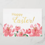 Custom Happy Easter Floral Peonies Real Gold  Foil Holiday Card<br><div class="desc">Celebrate Easter with Elegance: Custom Happy Easter Floral Peonies Foil Card Make this Easter extra special with our Custom Happy Easter Floral Peonies Foil Card. Delight your loved ones with a personalised holiday card that exudes elegance and charm. The front of the card features stunning real gold foil for the...</div>