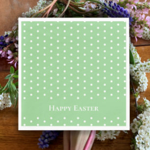 Custom Happy Easter Mint Green & White Polka Dot Napkin