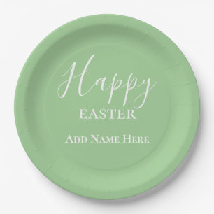 Custom Happy Easter Pastel Green Easter Brunch Paper Plate