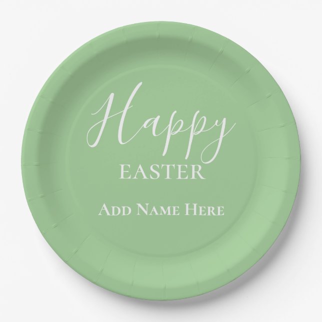 Custom Happy Easter Pastel Green Easter Brunch Paper Plate (Front)