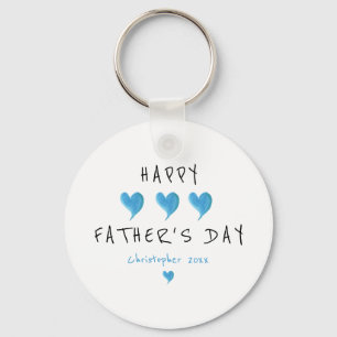 Custom Happy Father's Day Boy Hearts Key Ring