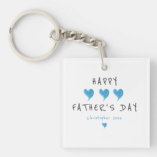 Custom Happy Father's Day Cute Boy Key Ring (Front)
