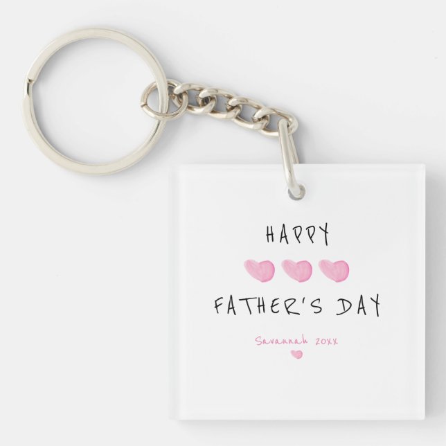 Custom Happy Father's Day Cute Girl Key Ring (Front)