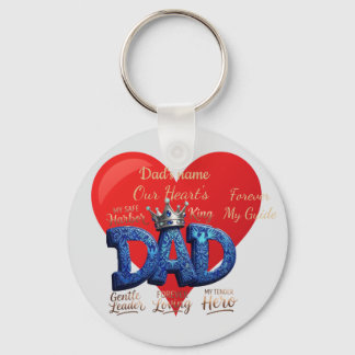 Custom Happy Father's Day Dad Heart Key Ring