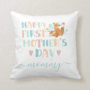 Custom Happy First Mothers Day 1st Time Mum Boho Cushion