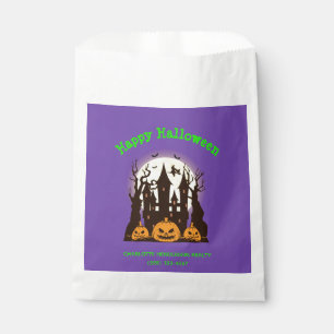 Custom Happy Halloween Haunted House Purple Favour Bag