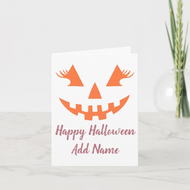 Custom Happy Halloween Jack O Lantern Pumpkin Card (Front)
