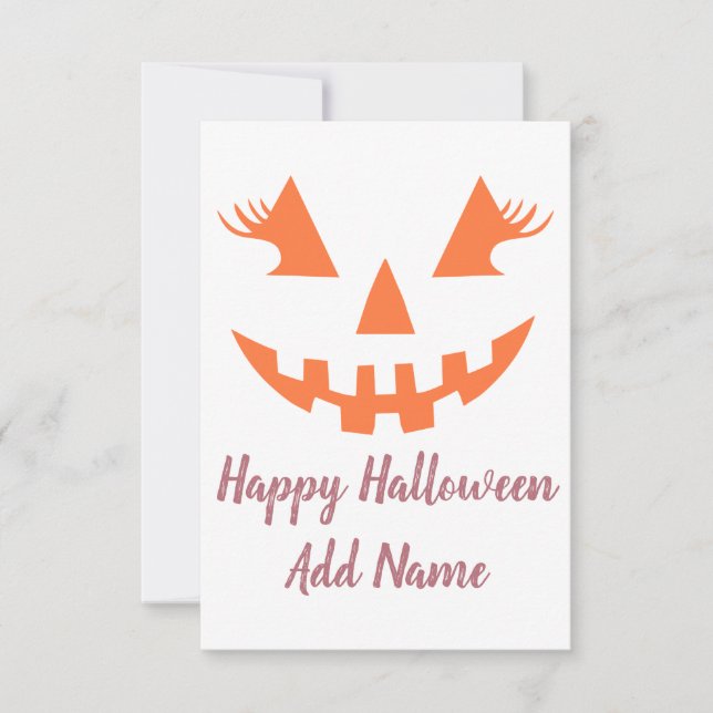 Custom Happy Halloween Jack O Lantern Pumpkin Card (Front)