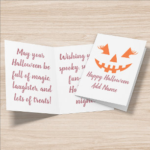 Custom Happy Halloween Jack O Lantern Pumpkin Card