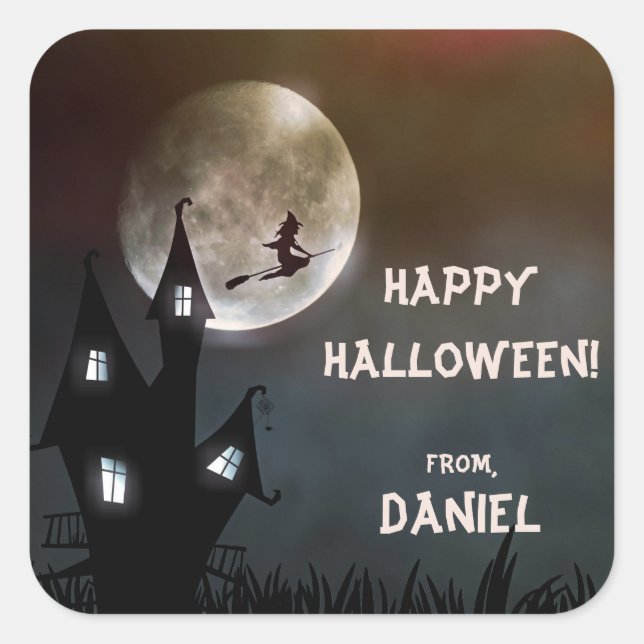 Custom Happy Halloween Square Sticker (Front)